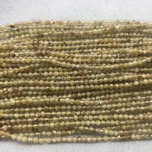 Genuine Gold Rutilated Quartz 3mm - 4mm Round Natural Golden Hair Quartz Beads 15 inch Jewelry Bracelet Necklace Material Supply Wholesale