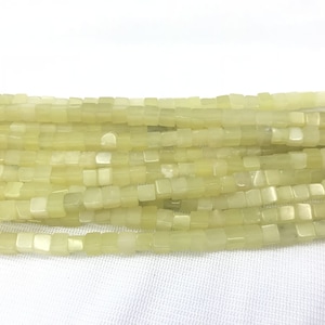 Genuine Lemon Yellow Jade 4mm Cube Natural Gemstone Beads 15 inch Jewelry Supply Bracelet Necklace Material Support Wholesale