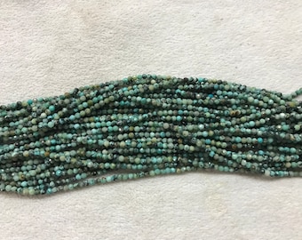 Genuine Faceted Africa Turquoise 2mm- 4mm Round Cut Natural Loose Green Gemstone Beads 15 inch Jewelry Supply Bracelet Necklace Material