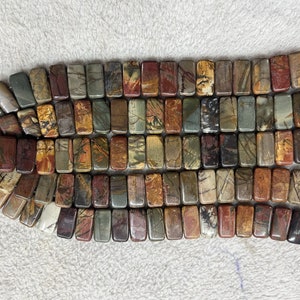 Picasso Jasper 10x20mm Rectangle-Bracelet Genuine Gemstone Loose Beads 20cm with Two Holes -1 Piece