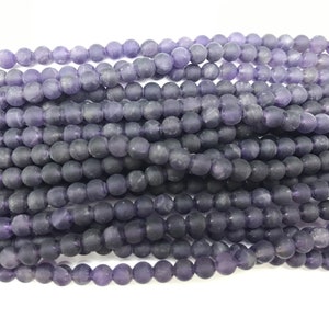 Natural Matte Amethyst 4mm - 12mm Round Genuine Dark Purple Quartz Beads 15 inch Jewelry Supply Bracelet Necklace Material Support Wholesale
