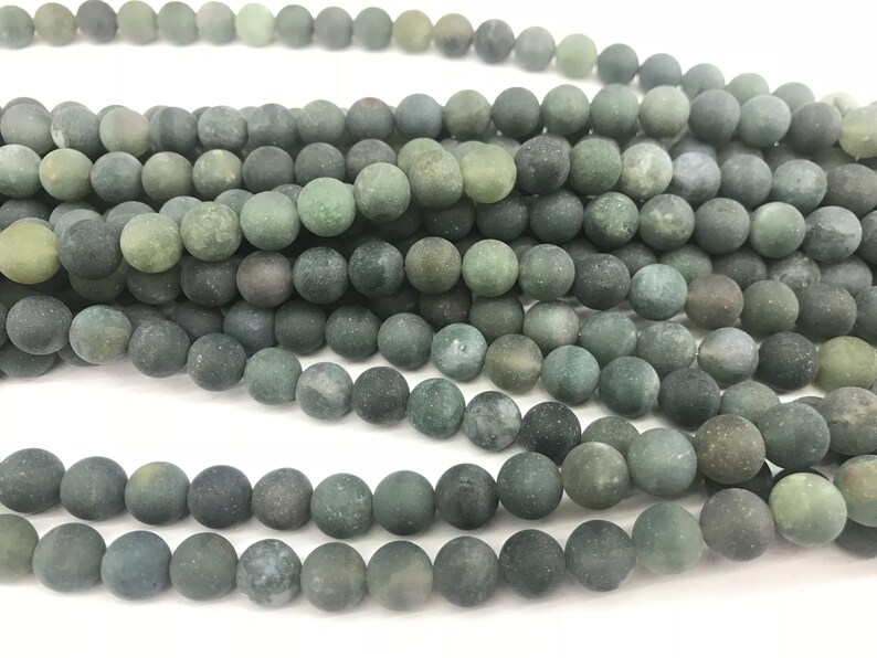 Natural Matte Moss Agate 4mm 14mm Round Genuine Loose Beads 15 inch Jewelry Supply Bracelet Necklace Material Support Wholesale