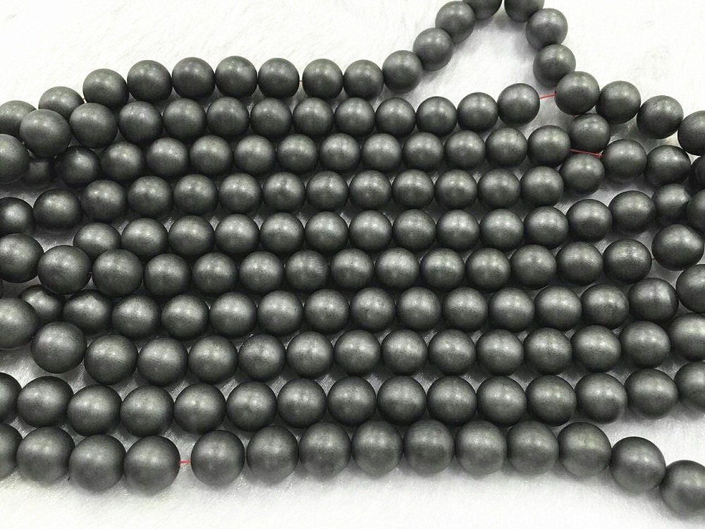 Natural Matte Hematite 2mm - 12mm Round Genuine Loose Black Grade A Beads 15 inch Jewelry Supply Bracelet Necklace Material Support