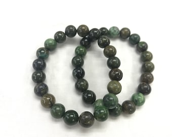 Véritable Africa Green Jade 9.5 - 10mm Perles de pierres précieuses naturelles rondes Bracelet de bijoux fini - 1 pièce