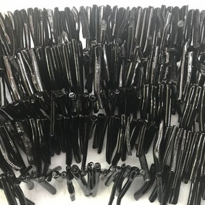 Genuine Treated Black Coral 3-6mmx20-55mm Magic Stick Natural Gemstone Branch Loose Beads 15 inch Jewelry Bracelet Necklace Material Support