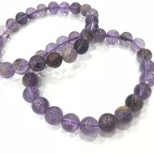 Genuine Amethyst Phantom 6mm - 12mm Round Purple Garden Quartz Ghost Crystal Beads Finished Bracelet - 1piece