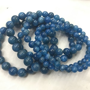 Genuine Blue Apatite 6mm - 10mm Round Natural Gemstone Beads Finished Jewelry Bracelet Supply - 1piece