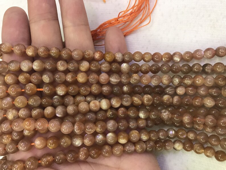 10mm Round Natural Gemstone Loose Beads 15 inch Jewelry Supply Bracelet Necklace Material Support Wholesale Genuine Golden Sunstone 4mm