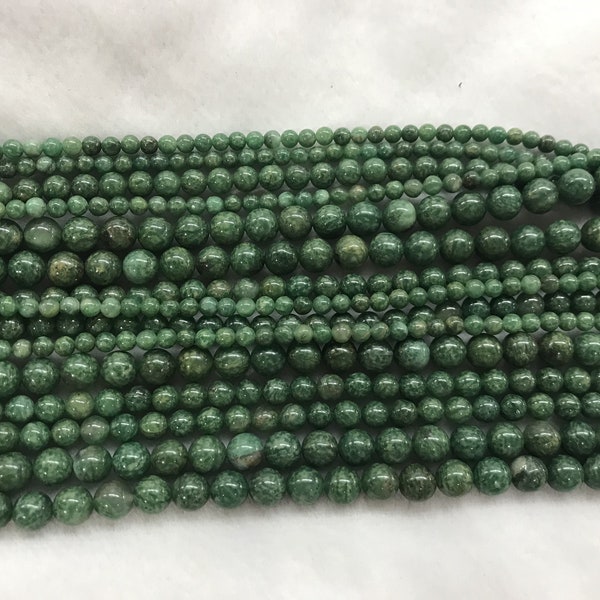 Naturel Afrique Vert Jade 4mm -12mm Rond Véritable Pierre Précieuse Perles Lâches 15 pouces Bijoux Fourniture Bracelet Collier Matériel Support En Gros