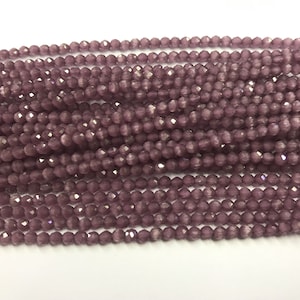 Faceted Purple Cat Eyes  2mm - 3mm Round Cut Loose Gemstone Beads 15 inch Jewelry Supply Bracelet Necklace Material Support Wholesale