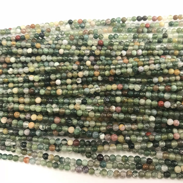 Natural India Agate 2mm / 3mm Round Genuine Loose Gemstone Beads 15 inch Jewelry Supply Bracelet Necklace Material Support Wholesale