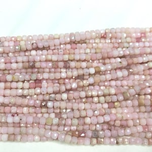 Faceted Pink Opal 4 - 4.5mm Cube Cut Genuine Gemstone Grade A Beads 15 inch Jewelry Supply Bracelet Necklace Material Support Wholesale