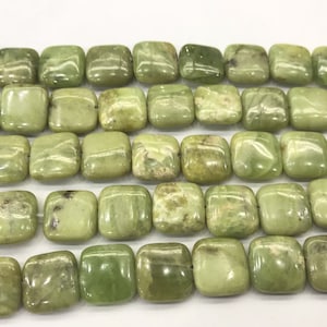 Genuine Olivine Green 14mm Square Natural Grade B Gemstone Beads 15 inch Jewelry Supply Bracelet Necklace Material Support