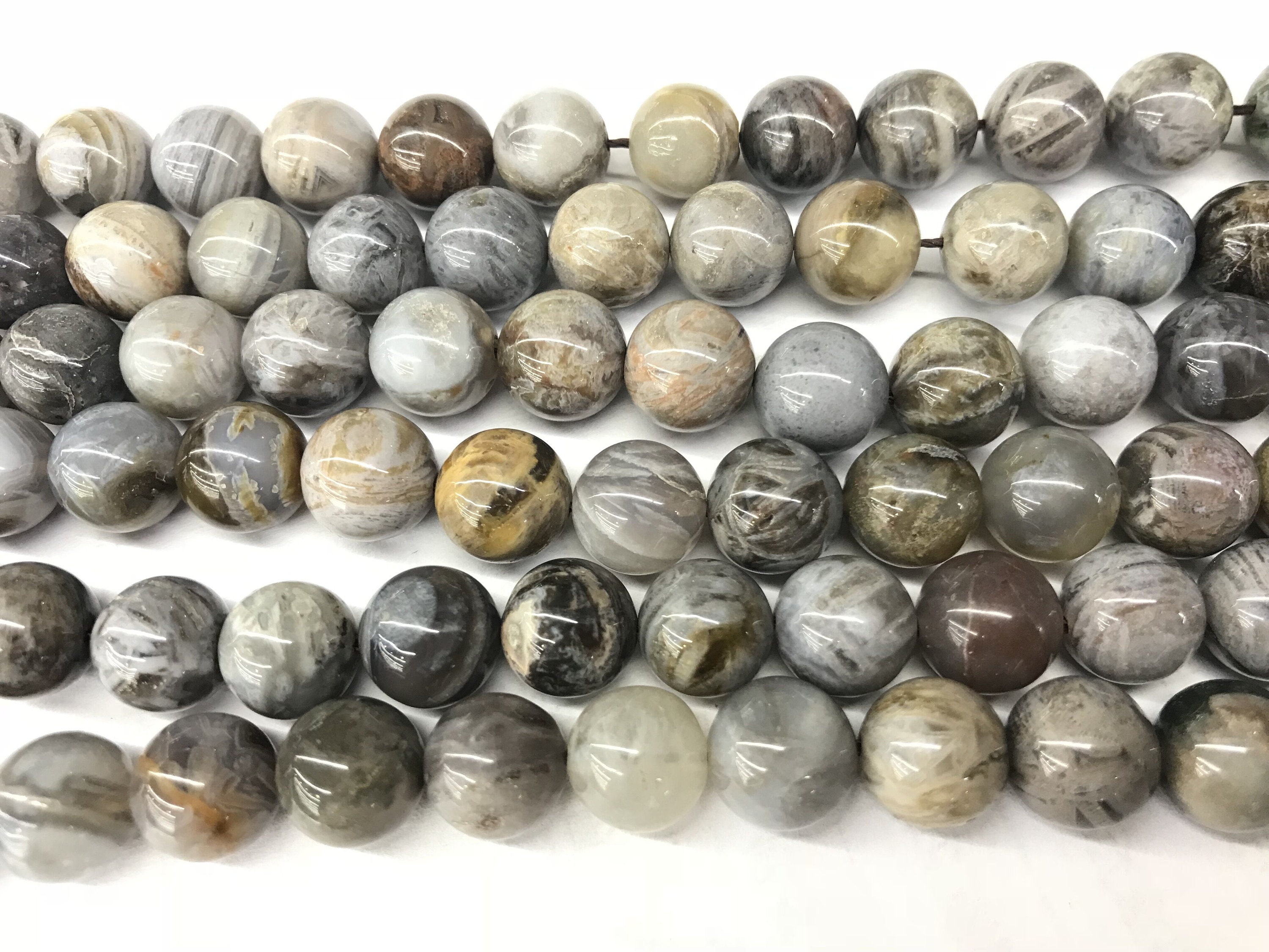 Natural Bamboo leaf Agate 4mm 20mm Round Genuine Loose Etsy