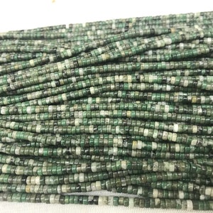 Natural Qinghai Green Jade 2x4mm Heishi Genuine Gemstone Loose Beads 15 inch Jewelry Supply Bracelet Necklace Material Support Wholesale