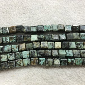 Genuína África Turquesa 10x10mm Cubo Facetado Pedra Preciosa Contas Soltas 15 polegadas Fornecimento de Jóias Pulseira Colar Material Atacado