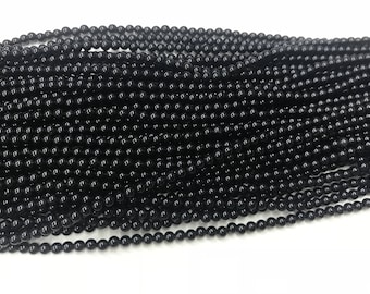 Natural Black Obsidian 2mm / 3mm Round Genuine Gemstone Loose Beads 15 inch Jewelry Supply Bracelet Necklace Material Support Wholesale