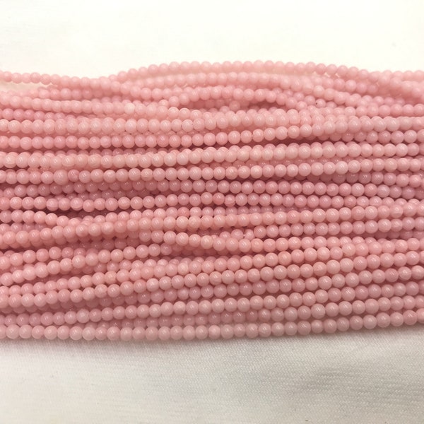 Pale Pink Coral 2mm Round Color Dyed Gemstone Loose Beads 15 inch Jewelry Supply Bracelet Necklace Material Support Wholesale