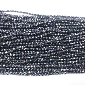 Faceted Terahertz 2mm-4mm Round Cut Gemstone Grade A Loose Beads 15 inch Jewelry Supply Bracelet Necklace Material Support Wholesale