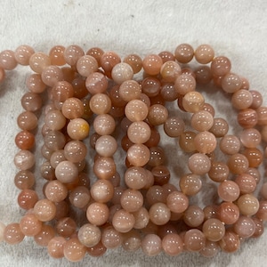 Genuine Orange Moonstone 7.6-8mm Round Natural Gemstone Beads Finished Jewelry Bracelet Supply - 1piece
