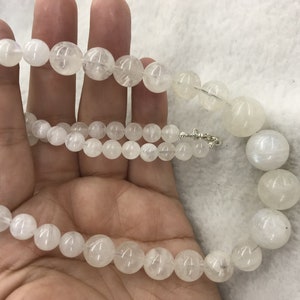 Offre Spéciale Véritable 6 - 14mm Blue Light Moonstone Grade A 47.5cm avec Fermoir en Argent Corde de Cuivre Collier de Bijoux Fini - 1 Pièce