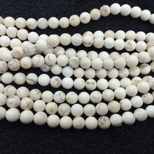 Genuine Howlite 4mm - 12mm Round Natural Loose White Gemstone Beads 15 inch Jewelry Supply Bracelet Necklace Material Support