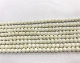 Cuentas sueltas de coral blanco genuino de 3 mm a 10 mm, redondas, naturales y de superficie lisa, de 15 pulgadas, para joyería, pulseras y collares, venta al por mayor.