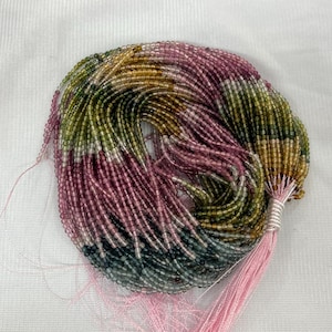 Light Rainbow Tourmaline 2-2.3mm Round,15-Inch Graduated Multicolor Beads Strand for Bracelet or Necklace Jewelry Making