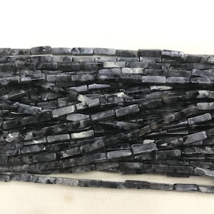 Véritable labradorite noire 4 x 13 mm cuboïde pierres précieuses naturelles perles tube en vrac 15 pouces approvisionnement en bijoux bracelet collier support matériel en gros