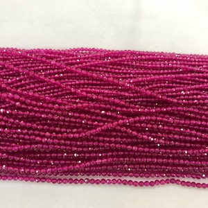 Cuentas sueltas de piedras preciosas de corindón rojo facetado de 2 mm a 4 mm de corte redondo, 15 pulgadas, suministros de joyería, pulseras, collares, material de soporte al por mayor