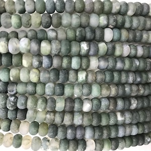 Ágata de musgo mate natural 4x6mm / 5x8mm Rondelle Cuentas sueltas genuinas 15 pulgadas Suministro de joyería Pulsera Collar Soporte de material al por mayor