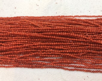 Corail rouge sable à facettes 2mm-3mm taille ronde pierre précieuse teinte perles en vrac 15 pouces fourniture de bijoux bracelet collier support matériel vente en gros