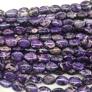 Imperial Jasper 13x18mm Oval Sea Sediment Jasper Purple Dyed Loose Beads 15 inch Jewelry Supply Bracelet Necklace Material