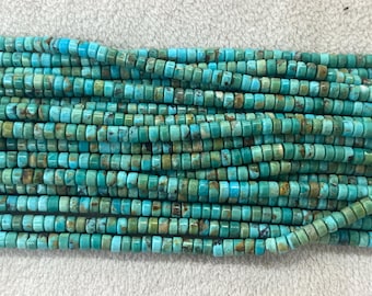 Genuine Blue Green Turquoise 4mm Heishi Natural Gemstone Loose Beads 15inch Jewelry Supply Bracelet Necklace Material Support Wholesale