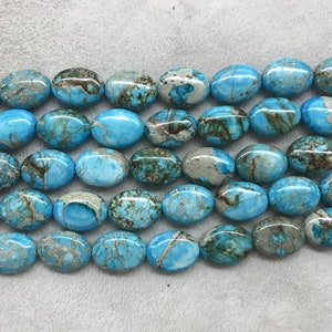 Imperial Jasper 8x10mm/13x18mm Oval Sea Sediment Jasper Turquoise Blue Dyed Gemstone Loose Beads 15 inch Jewelry Bracelet Necklace Supply