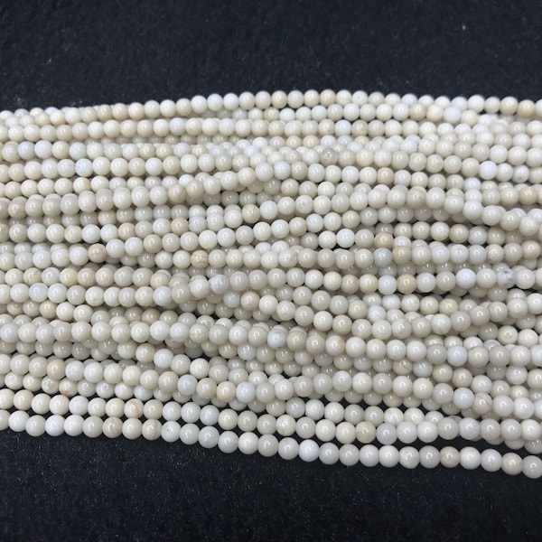 Natural White Fossil Jasper 2mm / 3mm Round Genuine Loose Beads 15 inch Jewelry Supply Bracelet Necklace Material Support Wholesale