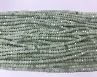 Collana Giada Verde Naturale 18 Pollici, Perle Rondelle Sfaccettate 2x4mm, Qualità AAA