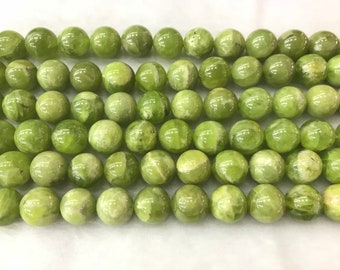 Genuine Olivine Green  4mm - 12mm  Round Natural Grade A Beads 15 inch Jewelry Supply Bracelet Necklace Material Support