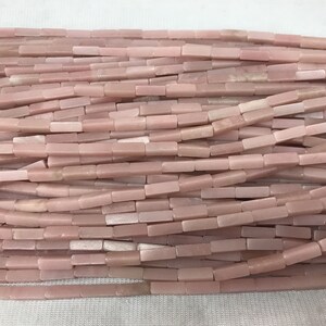 Natural Pink Opal 4x13mm Cuboid Genuine Gemstone Tube Loose Beads 15 ...