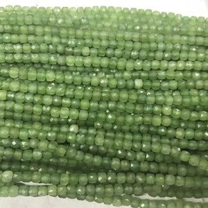 Natural Faceted Green Jade 4-4.5mm Cube Cut Genuine Gemstone Loose Beads 15 inch Jewelry Supply Bracelet Necklace Material Support Wholesale
