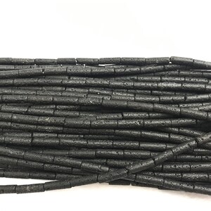 Genuine Black Lava 4x13mm Column Natural Volcanic Rock Tube Loose Beads 15 inch Jewelry Supply Bracelet Necklace Material Support Wholesale