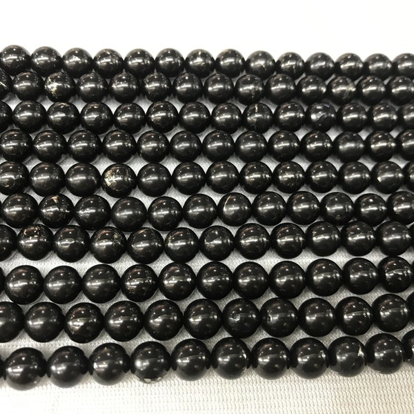 Natural Black Jet 4mm - 12mm Round Genuine Gemstone Loose Beads 15 inch Jewelry Supply Bracelet Necklace Material Support Wholesale