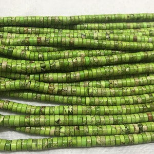 Imperial Jasper 6mm Heishi Sea Sediment Jasper Yellow Green Dyed Loose Beads 15 inch Jewelry Supply Bracelet Necklace Material Support