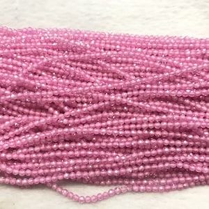 Faceted Pink Cubic Zirconia 2mm - 4mm Round Cut Loose Beads 15 inch Jewelry Supply Bracelet Necklace Material Support Wholesale