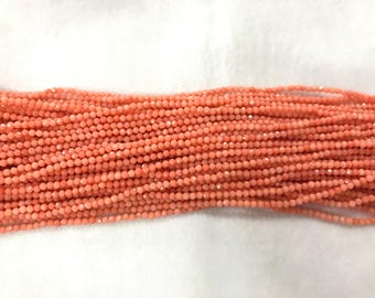 Coral naranja facetado de 2 mm a 4 mm, gema de corte redondo, cuentas sueltas teñidas de color, 15 pulgadas, suministro de joyería, pulsera, collar, material, soporte al por mayor