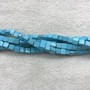 Howlite 4mm Cube Blue Colour Dyed Gemstone Loose Beads 15 inch Jewelry Supply Bracelet Necklace Material Support Wholesale