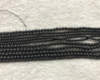 Black Lava 2mm - 3mm Round Man-Made Stone Loose Beads 15 inch Jewelry Supply Bracelet Necklace Material Support Wholesale