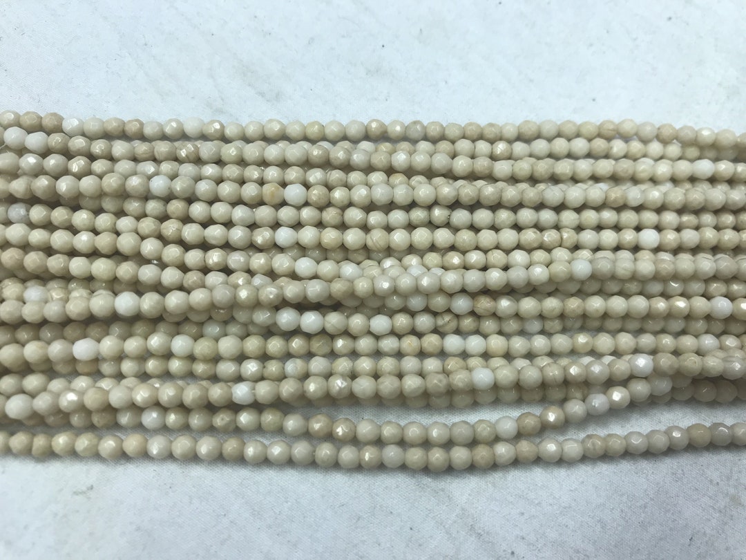 Natural Faceted White Fossil Jasper 2mm / 3mm Round Cut Etsy