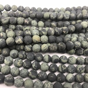 Natural Matte Kambaba Jasper 4mm - 12mm Round Genuine Green Loose Beads 15 inch Jewelry Supply Bracelet Necklace Material Support Wholesale