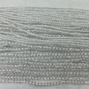 Natural Faceted Clear Crystal 2mm / 3mm Round Cut Genuine White Quartz Beads 15 inch Jewelry Supply Bracelet Necklace Material Support